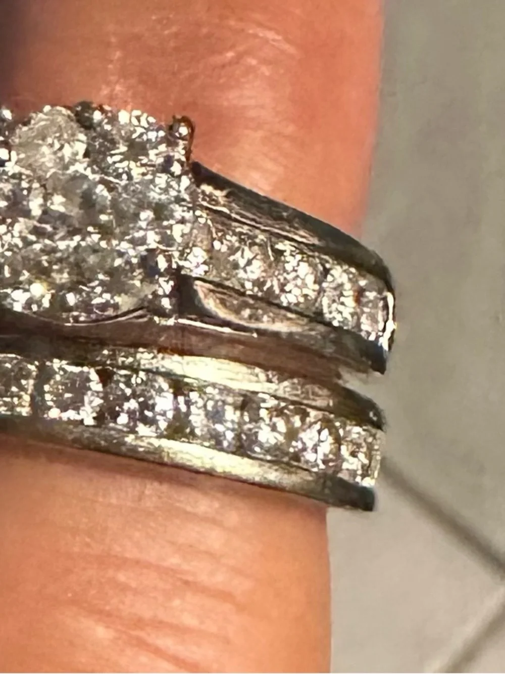 Classic White Gold Simulated Diamond Bridal Ring Set - White